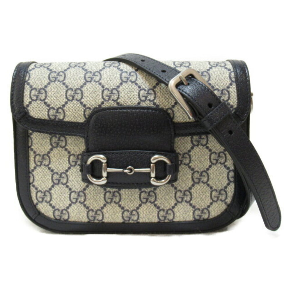 Gucci GG Supreme Horsebid Shoulder Bag Canvas Navy Blue - Picture 1 of 10
